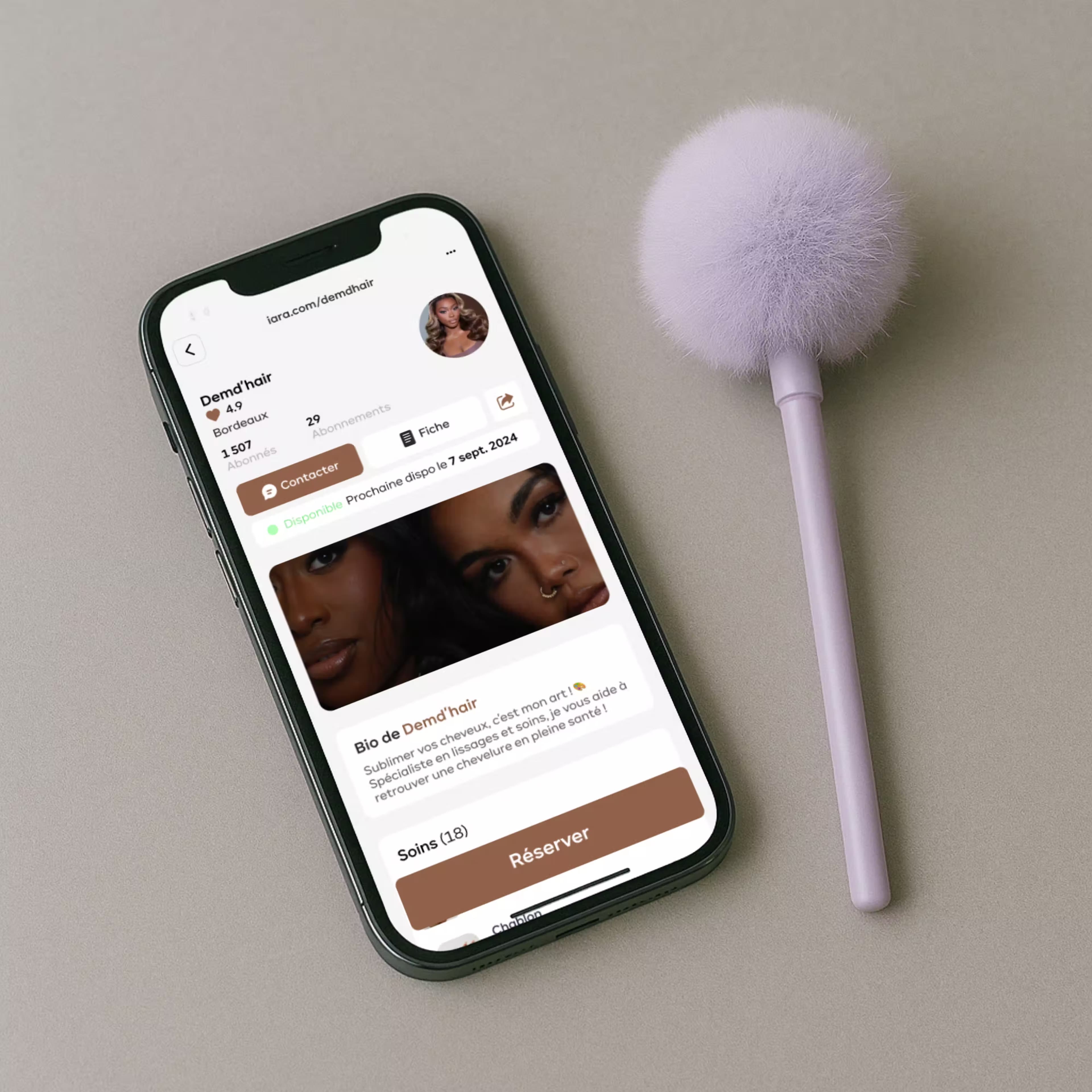 iPhone showing app profile interface