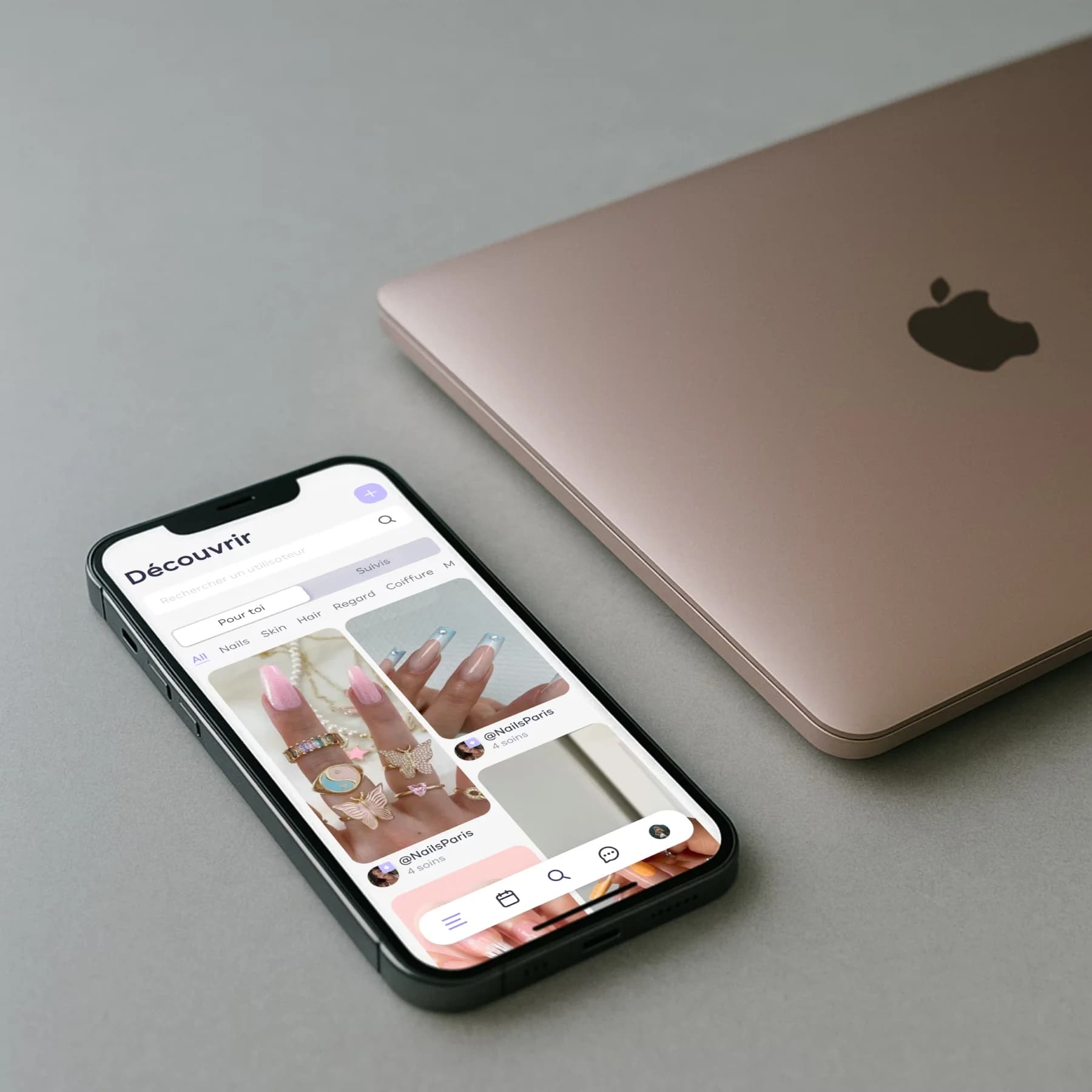 iPhone et MacBook montrant l'interface de l'app iara