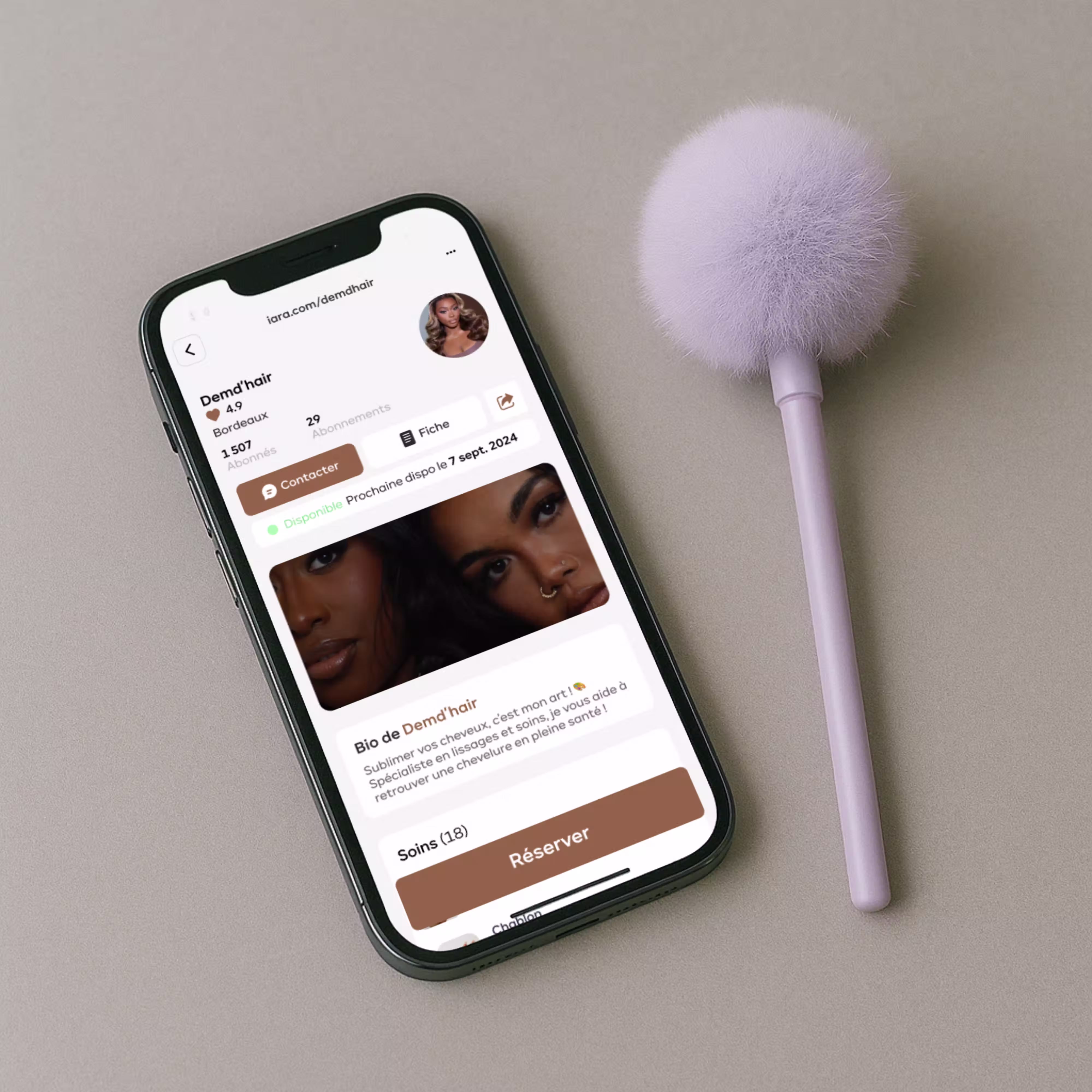 iPhone showing app profile interface