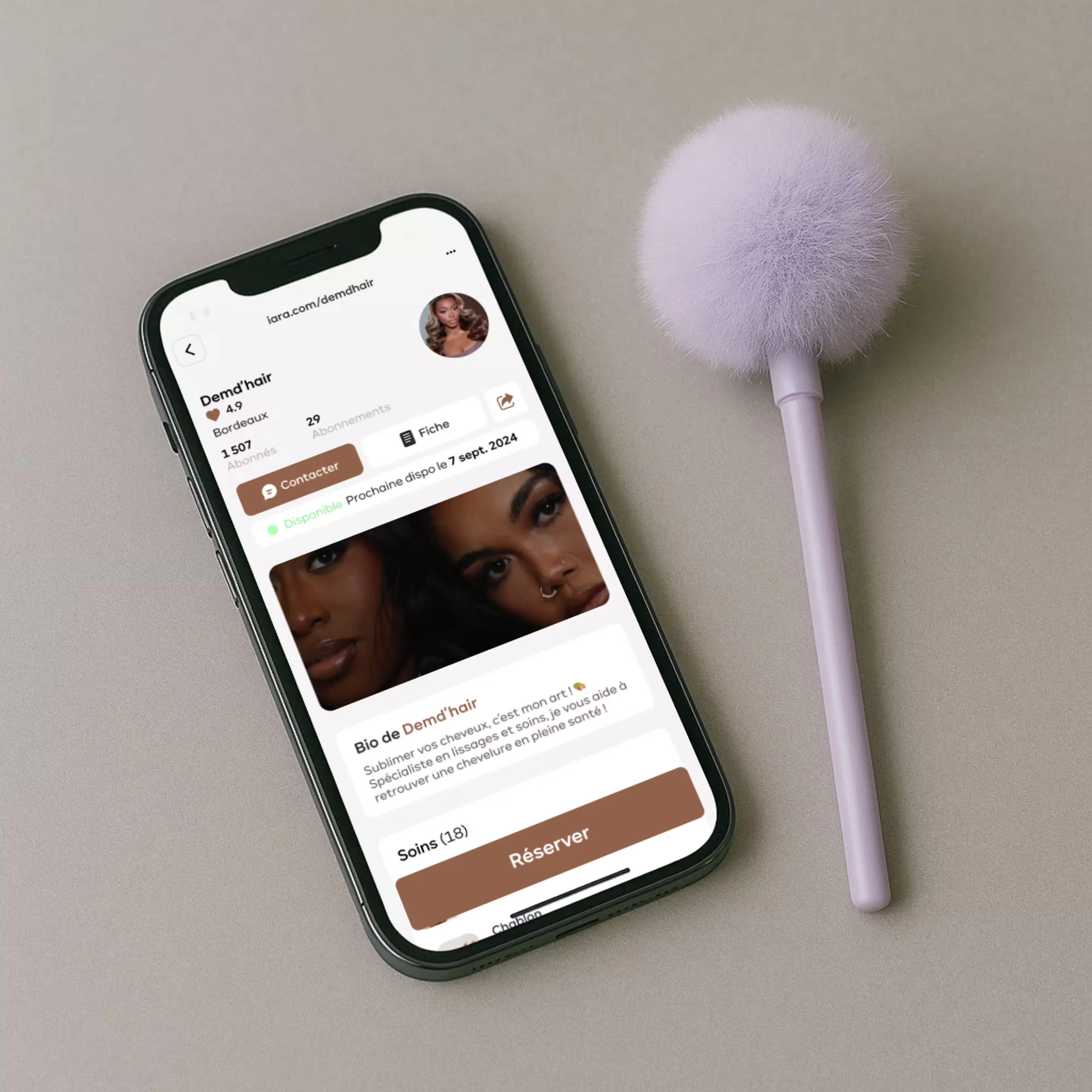 iPhone showing app profile interface